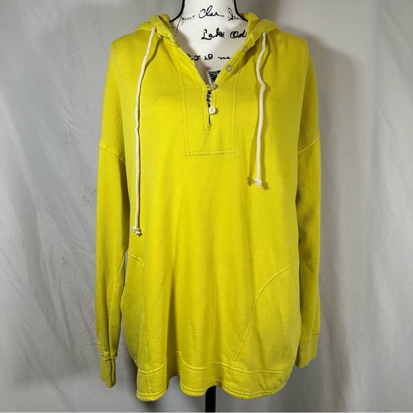 aerie Tops - AERIE‎ Beach Weekend Oversized Hoodie Size X-Small Yellow Lime Green 100% Cotton
